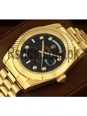 Rolex Day-Date Yellow Gold Black Diamond Dial Swiss Watch Price in Pakistan