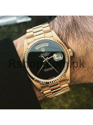 Rolex President Day Date Mens Yellow Gold Black Onyx Dial Watch  Price in Pakistan
