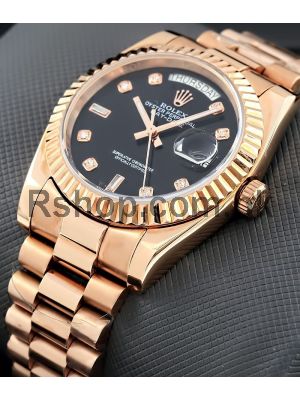 Rolex Day-Date Black Dial Rose Gold Watch Price in Pakistan