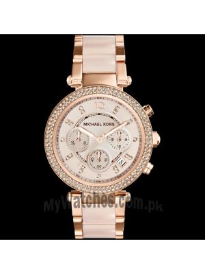 Michael Kors Parker Blush Dial Rose Gold Tone and Blush Acetate Ladies Watch  Price in Pakistan