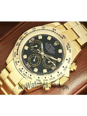 Rolex Cosmograph Daytona Yellow Gold Black Diamond Dial Watch  (2021) Price in Pakistan