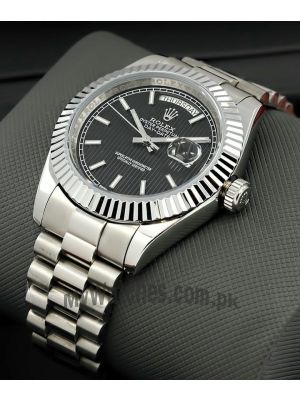 Rolex Day-Date  Black Stripe Motif Index Dial Watch Price in Pakistan