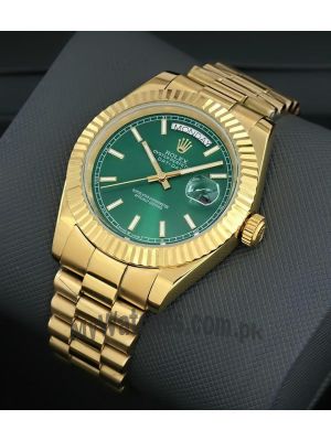 Rolex Day-Date  Green Dial Gold Watch Price in Pakistan