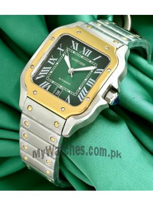 Santos De Cartier Green Dial Two Tone Watch Price in Pakistan