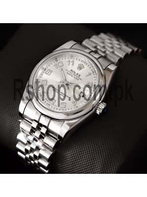 Rolex Datejust Silver Arabic Dial Replica Watches Lahore