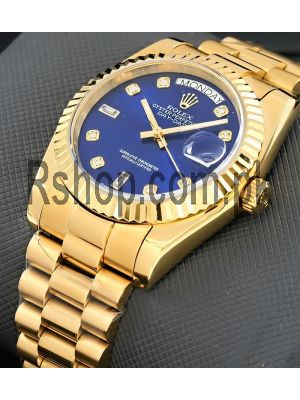 Rolex Yellow Gold Day-Date Blue Dial Watch Price in Pakistan
