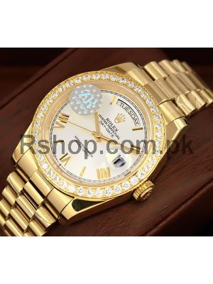 Rolex Day Date Gold Diamond Bezel Watch  (2022) Price in Pakistan