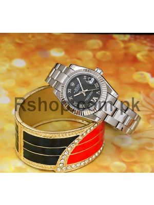 Rolex Lady-Datejust Black Roman Dial Watch Price in Pakistan