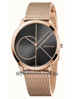 Calvin Klein Mens Minimal Rose Gold Toned Mesh  Bracelet Watch Price in Pakistan