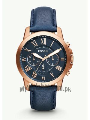 Fossil Grant Chronograph Navy Leather Watch FS4835  (Same as Original) Price in Pakistan