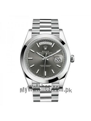 Rolex Day-Date 40 mm Oyster Perpetual Platinum Dark rhodium stripe motif Dial Watch Price in Pakistan