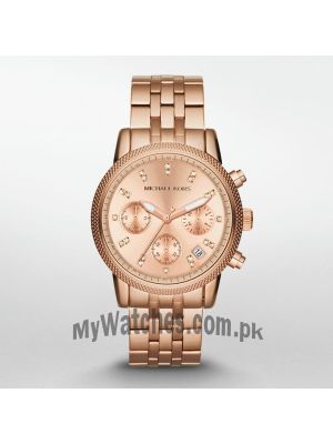 Michael Kors Rose Gold tone Ritz Chronograph Glitz Ladies Watch Price in Pakistan