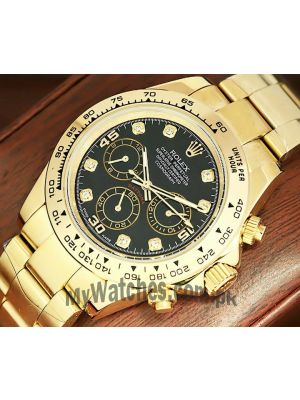 Rolex Cosmograph Daytona Yellow Gold Black Diamond Dial Watch  (2021) Price in Pakistan