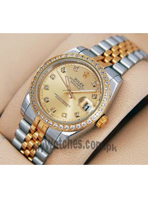 Rolex DateJust Oyster Perpetual Two Tone Diamond Bezel Watch Price in Pakistan