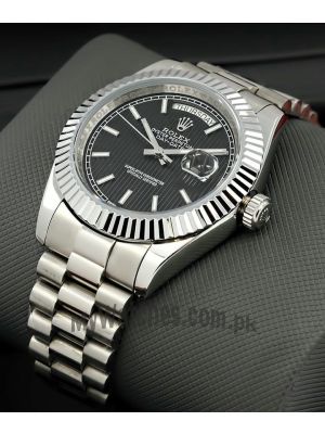 Rolex Day-Date  Black Stripe Motif Index Dial Watch Price in Pakistan
