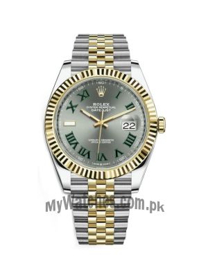 Rolex Datejust Grey Dial with Green Roman Numeral Markers Men's Watch Price in Pakistan