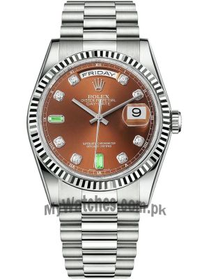 Rolex Day-Date Brown Diamond Dial Watch