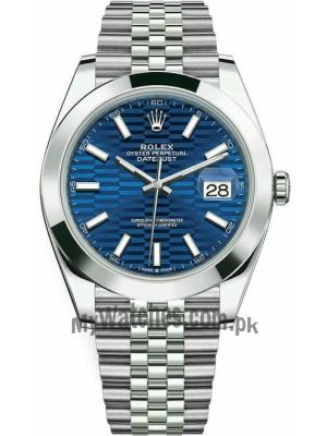 Rolex Datejust 41mm Stainless Steel Bright Blue Fluted Jubilee Watch Price in Pakistan