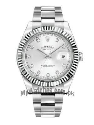 Rolex Datejust Silver Diamond Dial Watch